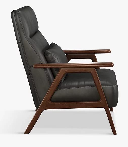 LSFH Unique Design True Innovations High Back Hendricks Leatherette Accent with Solid Sagwan Wooden Frame Single Sofa for Small Apartments, Living Room or Bedroom (Set of 2 Chairs, Charcoal)