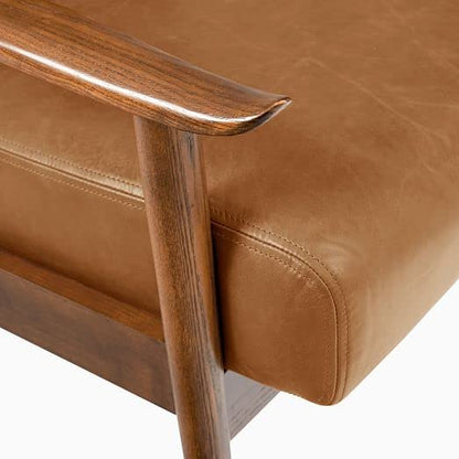 LSFH Unique Design True Innovations Century Accent Chair Armchair with Solid Sagwan Wooden Frame Single Sofa Chair for Small Apartments, Living Room or Bedroom (1 Chair, Brown)