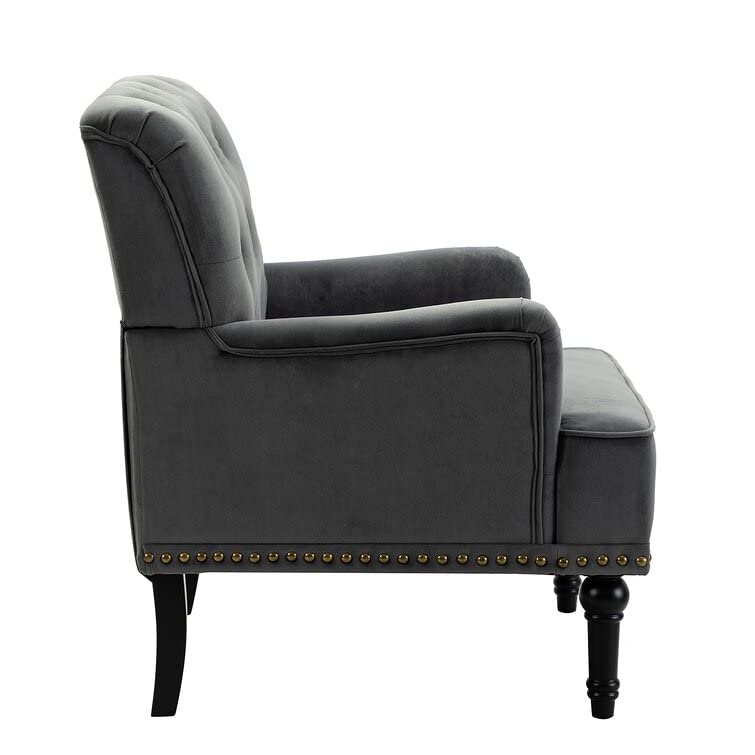 LSFH Unique Design True Innovations Jakuz Accent Chair, Armchair with Solid Sagwan Wooden Frame Single Sofa Chair for Small Apartments, Living Room or Bedroom (1 Chair, Grey)
