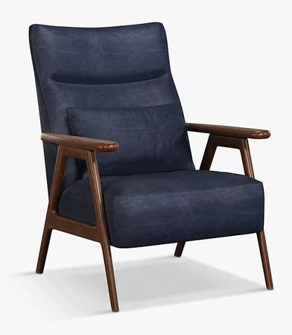 LSFH Unique Design True Innovations High Back Hendricks Leatherette Accent with Solid Sagwan Wooden Frame Single Sofa for Small Apartments, Living Room or Bedroom (Set of 2 Chairs, Blue)