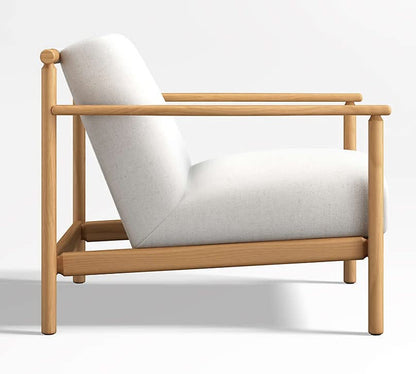 LSFH Unique Design True Innovations Ojai Fabric Accent Chair Armchair with Solid Sagwan Wooden Frame Single Sofa Chair for Small Apartments, Living Room or Bedroom (1 Chair, Off White)