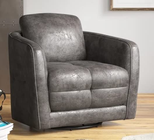 LSFH Unique Design True Innovations Cecil Wide Swivel 360 Degree Accent Chair Armchair Single Sofa Chair for Small Apartments, Living Room or Bedroom (1 Chair, Grey)