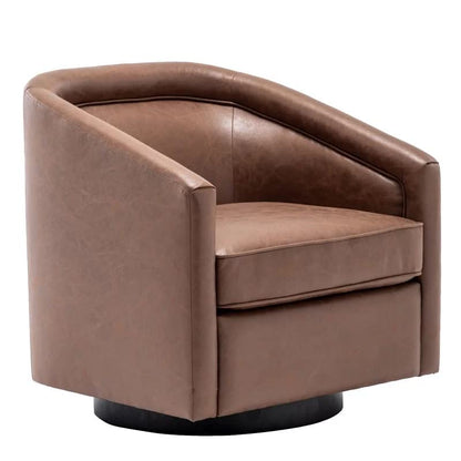 LSFH Unique Design True Innovations Kierste Wide Swivel 360 Degree Accent Chair Armchair Single Sofa Chair for Small Apartments, Living Room or Bedroom (Set of 2 Chairs, Brown)