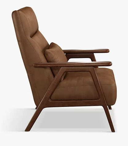 LSFH Unique Design True Innovations High Back Hendricks Leatherette Accent with Solid Sagwan Wooden Frame Single Sofa for Small Apartments, Living Room or Bedroom (Set of 2 Chairs, Brown)