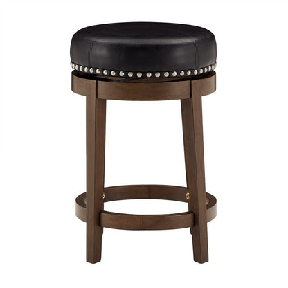 LSFH Unique Design True Innovations Arlettez Swivel Bar Stool with 100% Sagwan Wood Frame 360 Degree Ball & Cast Swivel Pub Height Bar Stool for Shop, Salon, Office and Home (Set Of 2 Barstool, Black)