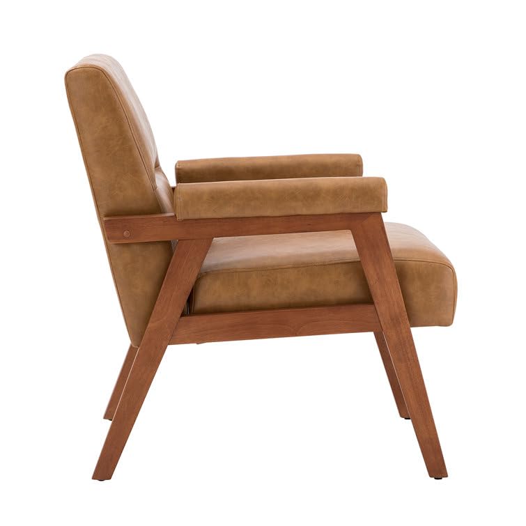 LSFH Unique Design True Innovations Mackenne Accent Chair, Ottoman Armchair with Solid Sagwan Wooden Frame Single Sofa Chair for Small Apartments, Living Room or Bedroom (Set of 2 Chairs, Dark Brown)