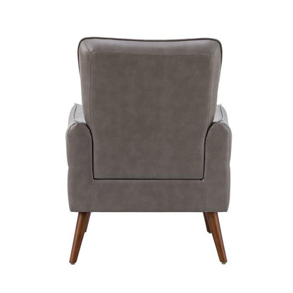 LSFH Unique Design True Innovations Amyle Accent Chair, Ottoman Armchair with Solid Sagwan Wooden Frame Single Sofa Chair for Small Apartments, Living Room or Bedroom (1 Chair, Grey)