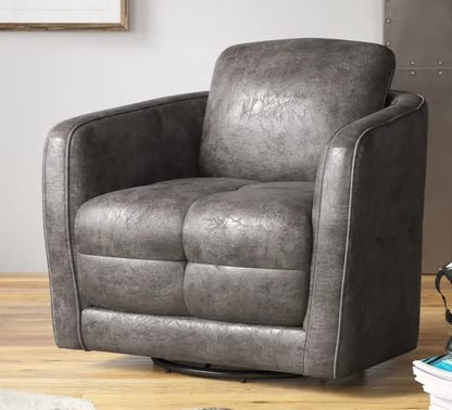 LSFH Unique Design True Innovations Cecil Wide Swivel 360 Degree Accent Chair Armchair Single Sofa Chair for Small Apartments, Living Room or Bedroom (1 Chair, Grey)