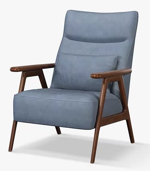 LSFH Unique Design True Innovations High Back Hendricks Leatherette Accent with Solid Sagwan Wooden Frame Single Sofa for Small Apartments, Living Room or Bedroom (Set of 2 Chairs, Light Blue)