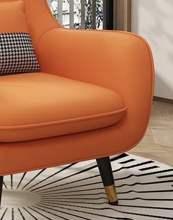 LSFH Unique Design True Innovations Nordic Light Accent Chair, Armchair with Solid Sagwan Wooden Frame for Small Apartments, Living Room or Bedroom (Set of 2 Chairs, Contrast Orange)