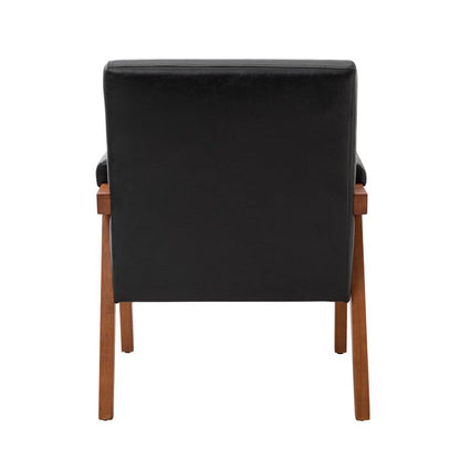 LSFH Unique Design True Innovations Mackenne Accent Chair, Ottoman Armchair with Solid Sagwan Wooden Frame Single Sofa Chair for Small Apartments, Living Room or Bedroom (Set of 2 Chairs, Black)
