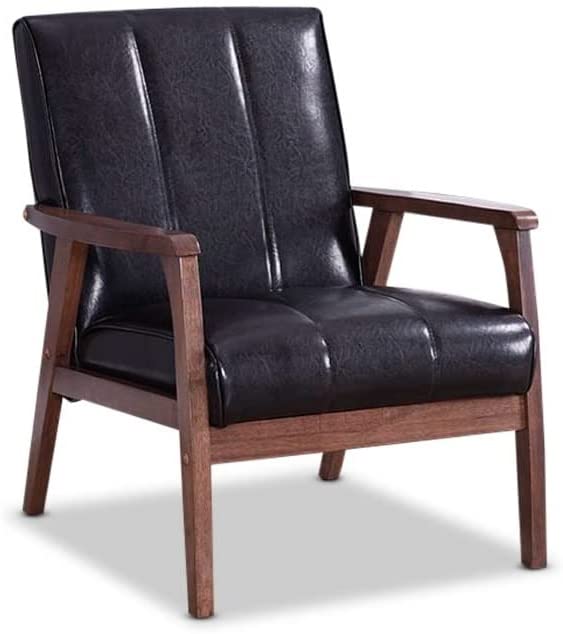 LSFH Unique Design Nikko Channel Tufted Accent Chair Armchair with Solid sagwan Wooden Frame Single Sofa Chair for Small Apartments, Living Room or Bedroom (Set of 2 Chairs, Black)
