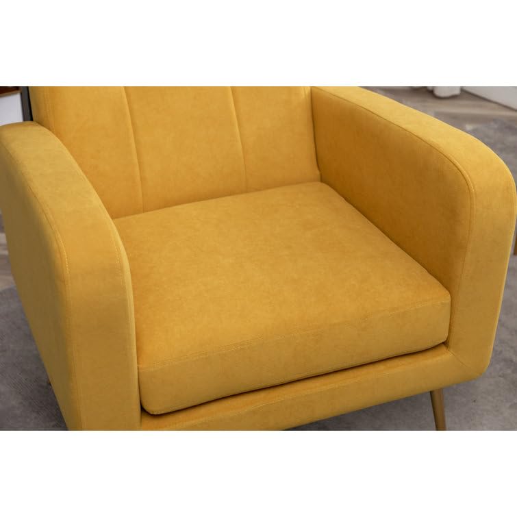 LSFH Unique Design True Innovations Florianaz Accent Chair, Armchair with Solid Sagwan Wooden Frame Single Sofa Chair for Small Apartments, Living Room or Bedroom (1 Chair, Yellow)