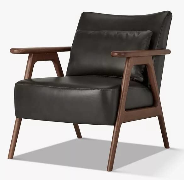 LSFH Unique Design True Innovations Hendricks Leatherette Accent Chair Armchair with Solid Sagwan Wooden Frame Single Sofa Chair for Small Apartments, Living Room or Bedroom (Set of 2 Chairs, Grey)