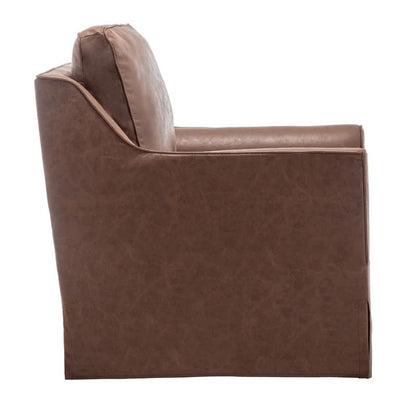 LSFH Unique Design True Innovations Wide Swivel 360 Degree Accent Chair Armchair Single Sofa Chair for Small Apartments, Living Room or Bedroom (1 Chair, Brown)