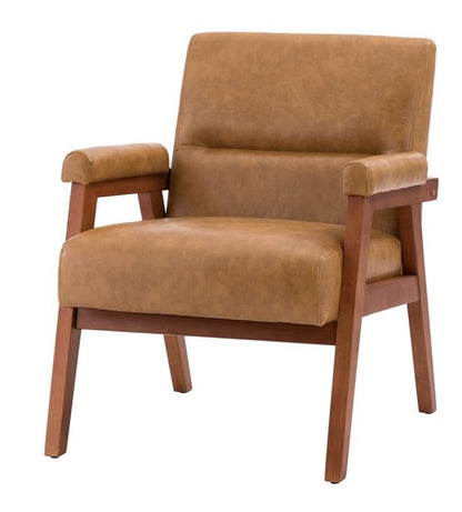 LSFH Unique Design True Innovations Mackenne Accent Chair, Ottoman Armchair with Solid Sagwan Wooden Frame Single Sofa Chair for Small Apartments, Living Room or Bedroom (Set of 2 Chairs, Dark Brown)