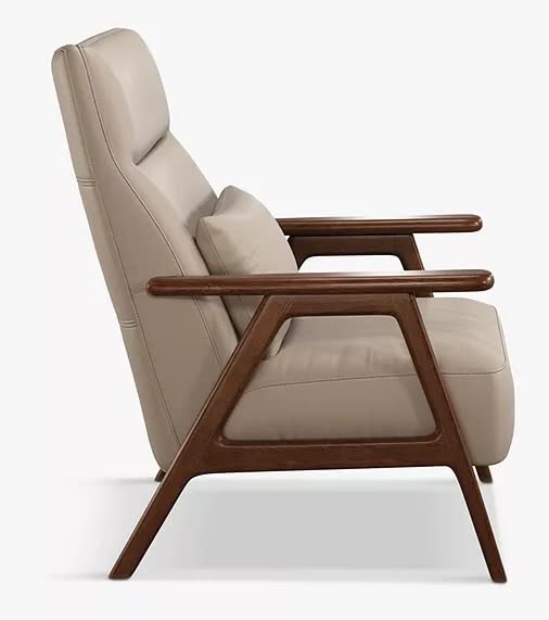 LSFH Unique Design True Innovations High Back Hendricks Leatherette Accent with Solid Sagwan Wooden Frame Single Sofa for Small Apartments, Living Room or Bedroom (1 Chair, Beige)