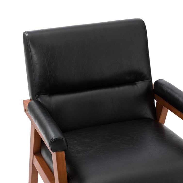 LSFH Unique Design True Innovations Mackenne Accent Chair, Ottoman Armchair with Solid Sagwan Wooden Frame Single Sofa Chair for Small Apartments, Living Room or Bedroom (Set of 2 Chairs, Black)