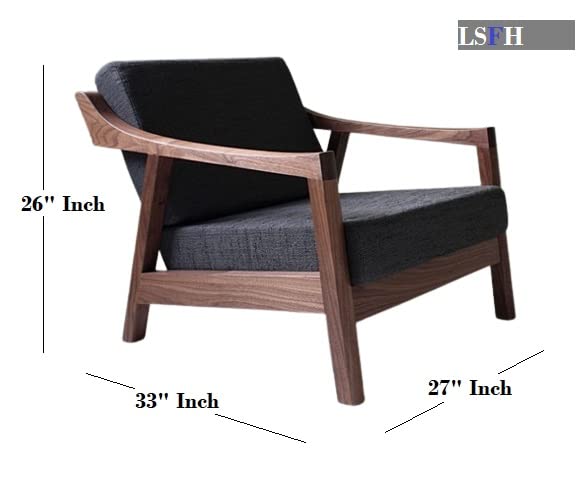 LSFH Unique Design Nemo Organic Shape Fabric Accent Chair Armchair with Solid Sagwan Wooden Frame Single Sofa Chair for Small Apartments, Living Room or Bedroom (1 Chair, Charcole)