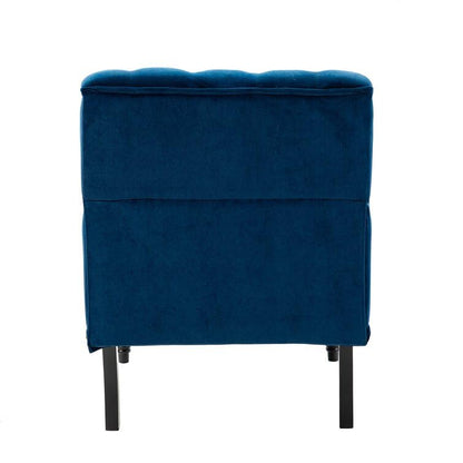 LSFH Unique Design True Innovations Jakuz Accent Chair, Armchair with Solid Sagwan Wooden Frame Single Sofa Chair for Small Apartments, Living Room or Bedroom (1 Chair, Navy Blue)