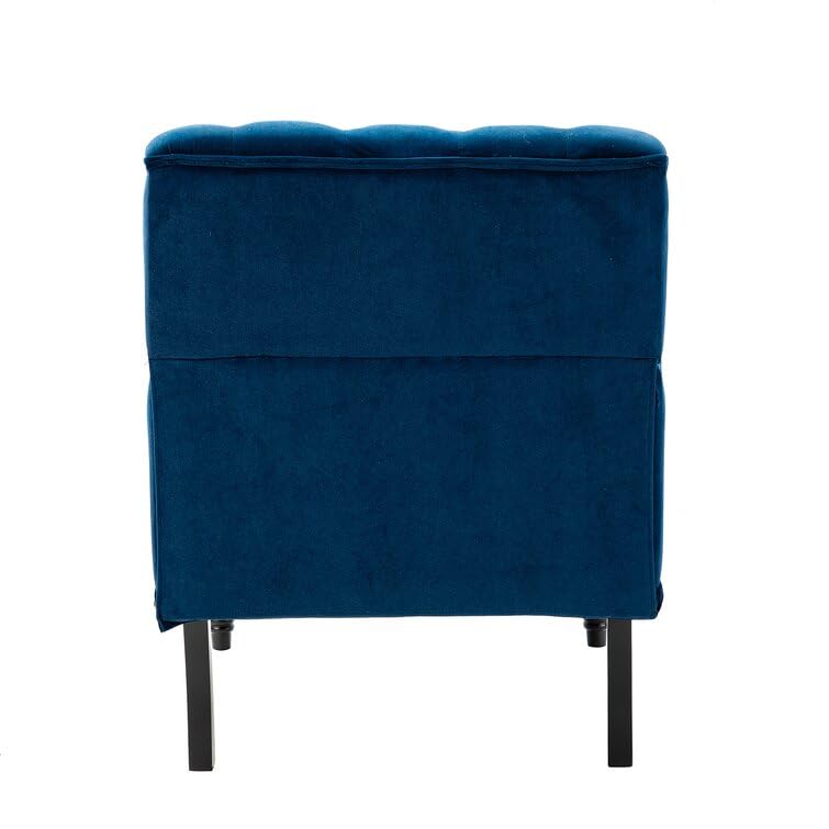 LSFH Unique Design True Innovations Jakuz Accent Chair, Armchair with Solid Sagwan Wooden Frame Single Sofa Chair for Small Apartments, Living Room or Bedroom (Set of 2 Chairs, Navy Blue)