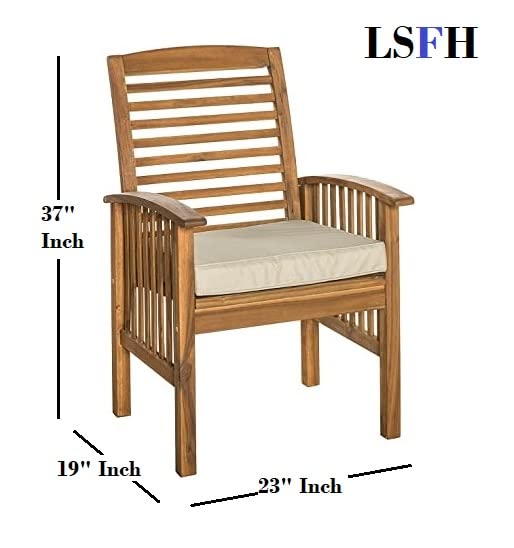 LSFH Unique Design True Innovations Acacia Wood Slat Back Accent Chair Armchair with Solid sagwan Wooden Frame Single Sofa Chair for Small Apartments, Living Room or Bedroom (1 Chair, Cream)