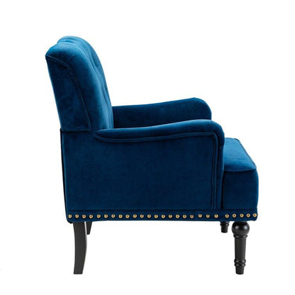 LSFH Unique Design True Innovations Jakuz Accent Chair, Armchair with Solid Sagwan Wooden Frame Single Sofa Chair for Small Apartments, Living Room or Bedroom (Set of 2 Chairs, Navy Blue)