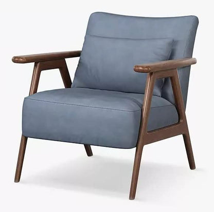 LSFH Unique Design True Innovations Hendricks Leatherette Accent Chair Armchair with Solid Sagwan Wooden Frame Single Sofa Chair for Small Apartments, Living Room (Set of 2 Chairs, Sky Blue)