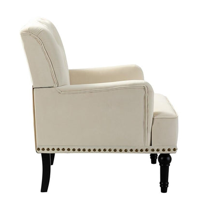 LSFH Unique Design True Innovations Jakuz Accent Chair, Armchair with Solid Sagwan Wooden Frame Single Sofa Chair for Small Apartments, Living Room or Bedroom (Set of 2 Chairs, Cream)