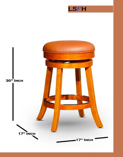 LSFH Unique Design True Innovations Wood Stack Stool Round Shape for Small Apartments, Living Room or Bedroom (1 Barstool, Brown)