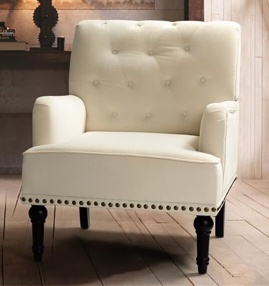 LSFH Unique Design True Innovations Jakuz Accent Chair, Armchair with Solid Sagwan Wooden Frame Single Sofa Chair for Small Apartments, Living Room or Bedroom (Set of 2 Chairs, Cream)