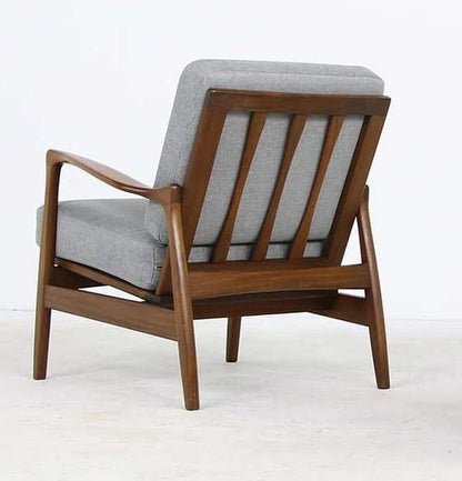 LSFH Unique Design 1960s Organic Shape Fabric Accent Chair Armchair with Solid Sagwan Wooden Frame Single Sofa Chair for Small Apartments, Living Room or Bedroom (Set of 2 Chairs, Light Grey)