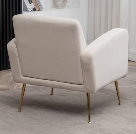 LSFH Unique Design True Innovations Florianaz Accent Chair, Armchair with Solid Sagwan Wooden Frame Single Sofa Chair for Small Apartments, Living Room or Bedroom (Set of 2 Chairs, Beige)