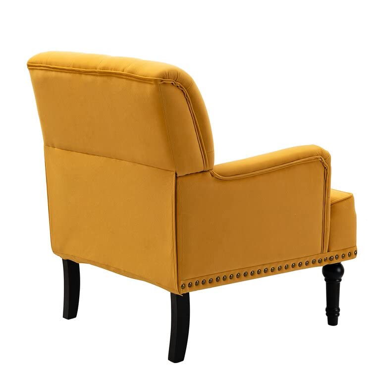 LSFH Unique Design True Innovations Jakuz Accent Chair, Armchair with Solid Sagwan Wooden Frame Single Sofa Chair for Small Apartments, Living Room or Bedroom (Set of 2 Chairs, Yellow)