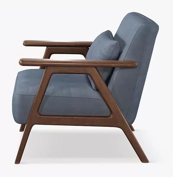 LSFH Unique Design True Innovations Hendricks Leatherette Accent Chair Armchair with Solid Sagwan Wooden Frame Single Sofa Chair for Small Apartments, Living Room (Set of 2 Chairs, Sky Blue)