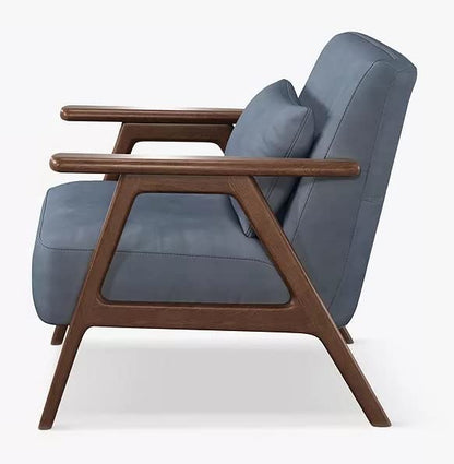 LSFH Unique Design True Innovations Hendricks Leatherette Accent Chair Armchair with Solid Sagwan Wooden Frame Single Sofa Chair for Small Apartments, Living Room (Set of 2 Chairs, Sky Blue)