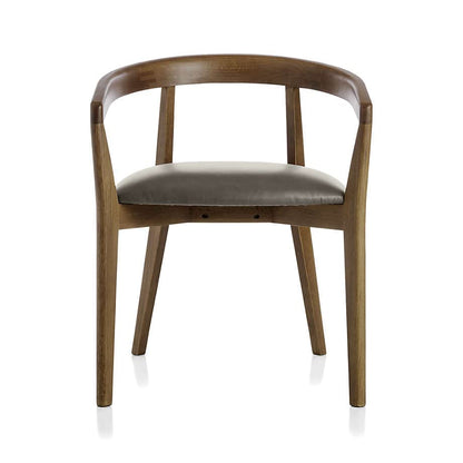 LSFH Unique Design Stone Round Back Dining Chair Accent Chair Armchair with Solid Sagwan Wooden Frame Single Sofa Chair for Small Apartments, Living Room or Bedroom (1 Chair, Grey)