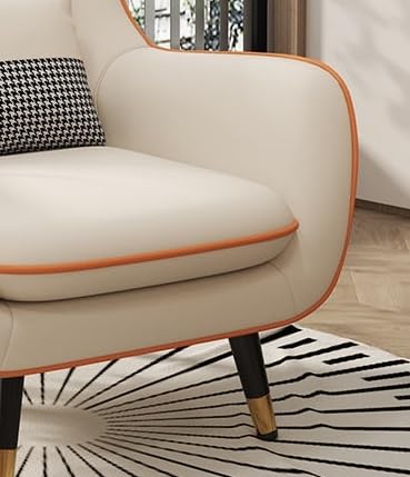 LSFH Unique Design True Innovations Nordic Light Accent Chair, Armchair with Solid Sagwan Wooden Frame for Small Apartments, Living Room or Bedroom (1 Chair, Beige & Sky Blue)