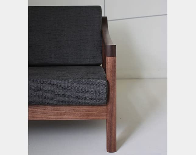 LSFH Unique Design Nemo Organic Shape Fabric Accent Chair Armchair with Solid Sagwan Wooden Frame Single Sofa Chair for Small Apartments, Living Room or Bedroom (1 Chair, Charcole)