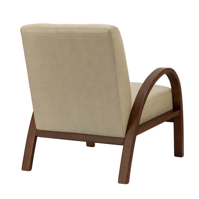 LSFH Unique Design True Innovations Vegaz Accent Chair, Ottoman Armchair with Solid Sagwan Wooden Frame Single Sofa Chair for Small Apartments, Living Room or Bedroom (1 Chair, Beige)