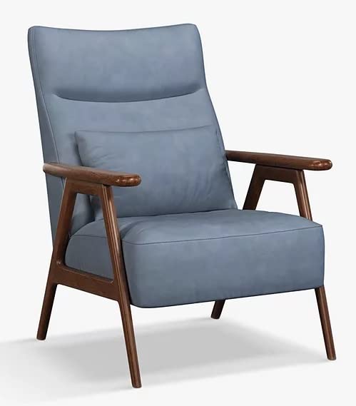 LSFH Unique Design True Innovations High Back Hendricks Leatherette Accent with Solid Sagwan Wooden Frame Single Sofa for Small Apartments, Living Room or Bedroom (1 Chair, Light Blue)