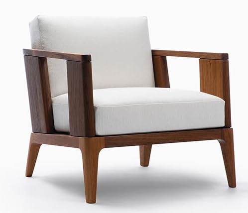 LSFH Unique Design True Innovations Malibuzz Accent Chair, Armchair with Solid Sagwan Wooden Frame Single Sofa Chair for Small Apartments, Living Room or Bedroom (1 Chair, Off-White)