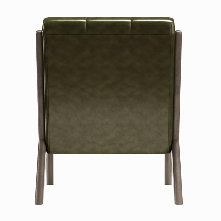 LSFH Unique Design True Innovations Alcie Accent Chair, Ottoman Armchair with Solid Sagwan Wooden Frame Single Sofa Chair for Small Apartments, Living Room or Bedroom (1 Chair, Kai Green)
