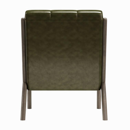LSFH Unique Design True Innovations Alcie Accent Chair, Ottoman Armchair with Solid Sagwan Wooden Frame Single Sofa Chair for Small Apartments, Living Room or Bedroom (1 Chair, Kai Green)