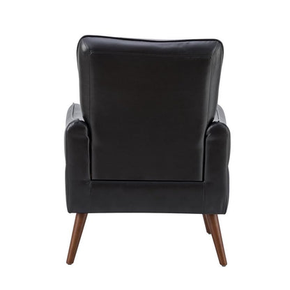 LSFH Unique Design True Innovations Amyle Accent Chair, Ottoman Armchair with Solid Sagwan Wooden Frame Single Sofa Chair for Small Apartments, Living Room or Bedroom (1 Chair, Black)