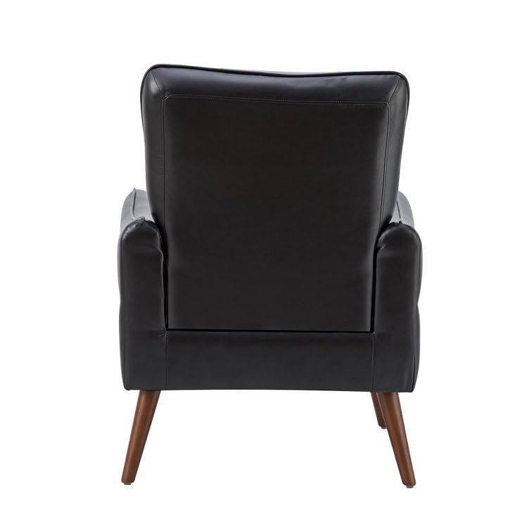 LSFH Unique Design True Innovations Amyle Accent Chair, Ottoman Armchair with Solid Sagwan Wooden Frame Single Sofa Chair for Small Apartments, Living Room or Bedroom (Set of 2 Chairs, Black)