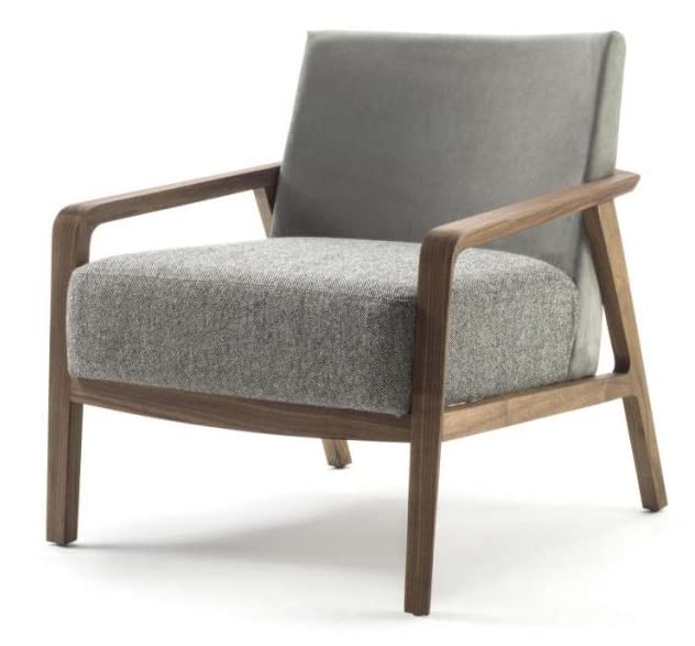 LSFH Unique Design Riva Accent Chair Armchair with Solid Sagwan Wooden Frame Single Sofa Chair for Small Apartments, Living Room or Bedroom (Set of 2 Chairs, Grey)