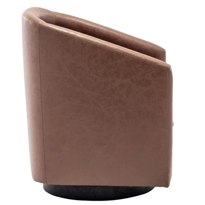 LSFH Unique Design True Innovations Kierste Wide Swivel 360 Degree Accent Chair Armchair Single Sofa Chair for Small Apartments, Living Room or Bedroom (1 Chair, Brown)