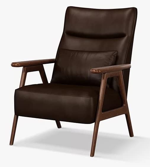 LSFH Unique Design True Innovations High Back Hendricks Leatherette Accent with Solid Sagwan Wooden Frame Single Sofa for Small Apartments, Living Room or Bedroom (1 Chair, Dark Brown)