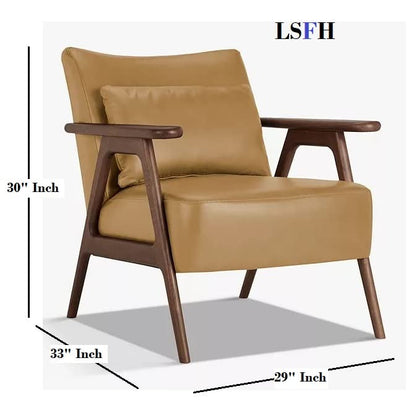 LSFH Unique Design True Innovations Hendricks Leatherette Accent Chair Armchair with Solid Sagwan Wooden Frame Single Sofa Chair for Small Apartments, Living Room or Bedroom (1 Chair, Dark Brown)